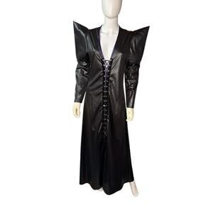 Charades Witchy Woman Black Lace Up Full Length Sexy Dress Costume Goth L
